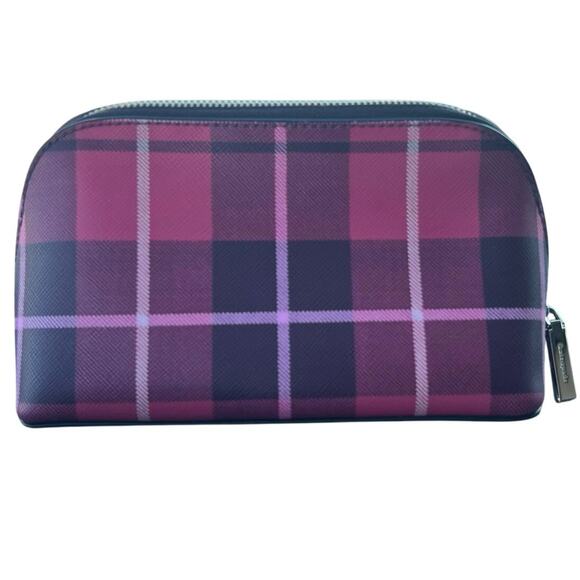 Kate Spade New York | Staci Plaid Small Cosmetic Case | Bright Rose, Red & Black - Picture 3 of 12
